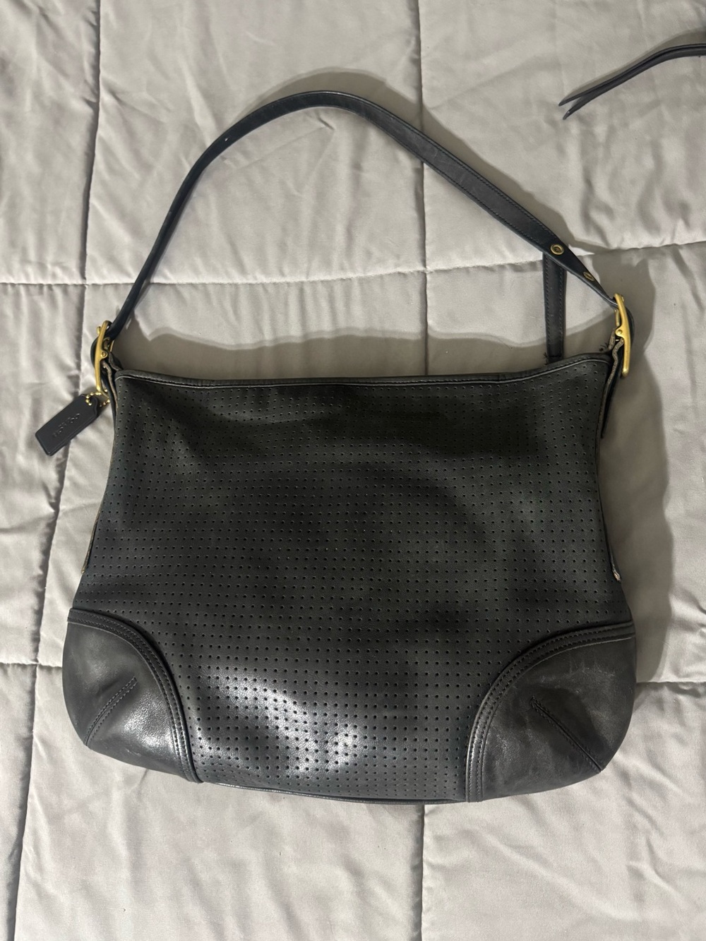VINTAGE Coach Legacy Classic Black Perforated Leather Shoulder Bag